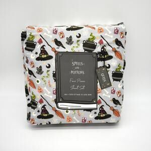 Spells & Potions Esoteric Elements Gray Halloween Sheet Set QUEEN Cauldrons Crow
